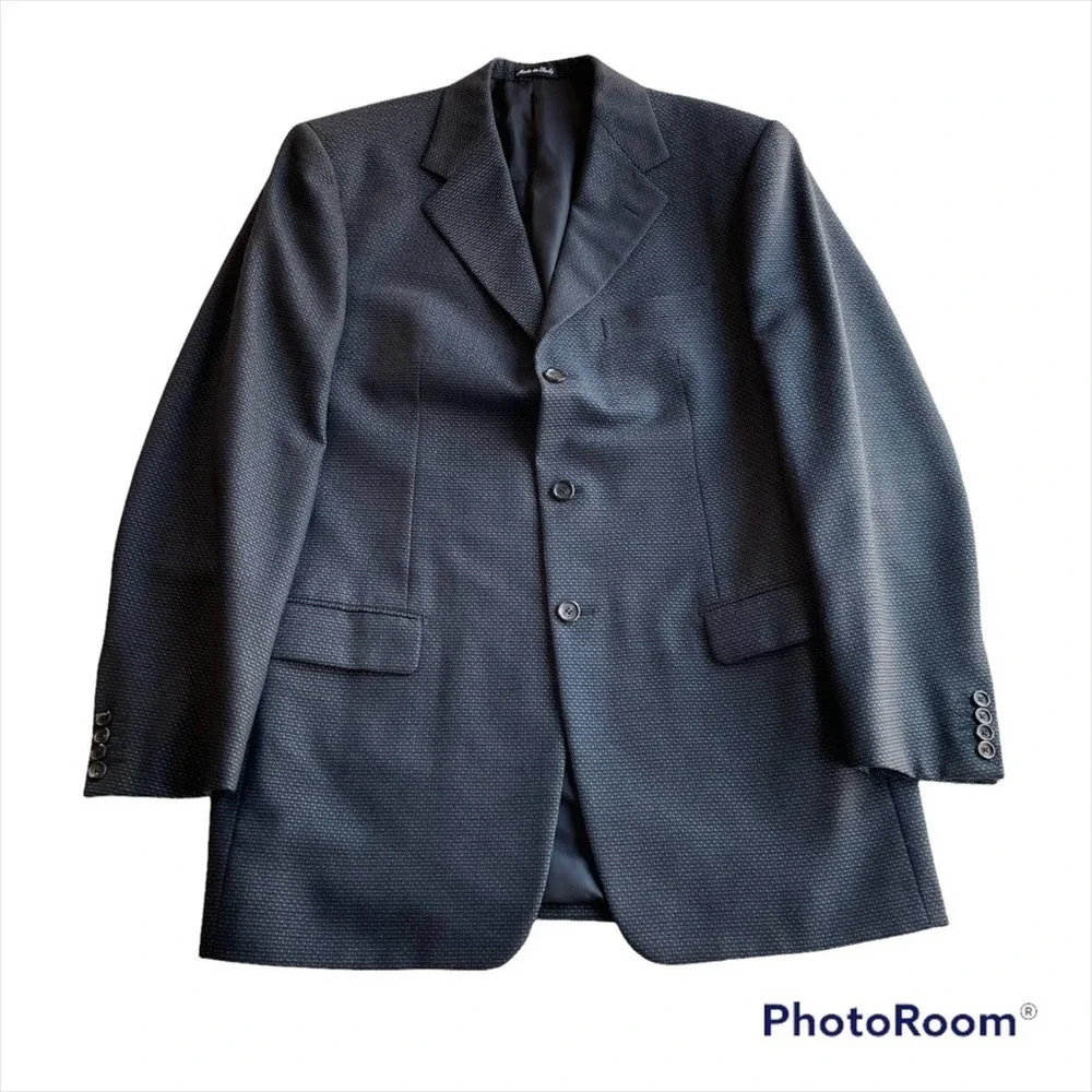 PAL ZILERI GRUPPO FORALL Mens Jacket Blazer Navy Blue Black Size 46L Sport Coat